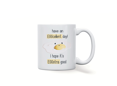 Personalised 'Eggcellent' funny spoof coffee or tea mug