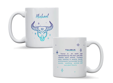 Personalised Zodiac star sign Taurus mug, custom mug, birthday gift