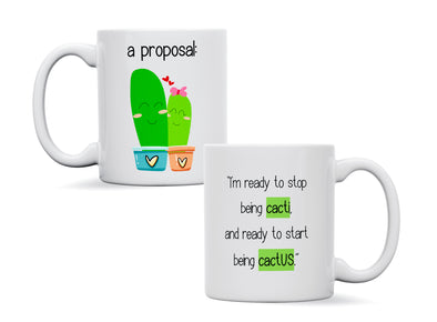 Personalised 'cactus proposal' funny spoof mug
