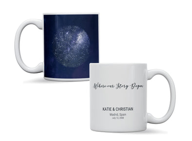 Personalised Star map where our story began, Galaxy Night Sky Keepsake Gift mug