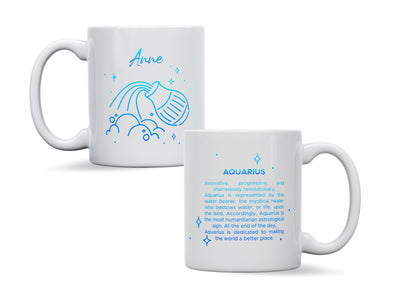 Personalised Zodiac star sign Aquarius mug, custom mug, birthday gift