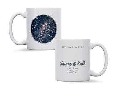 Personalised Star map anniversary, Galaxy Night Sky Keepsake Gift mug