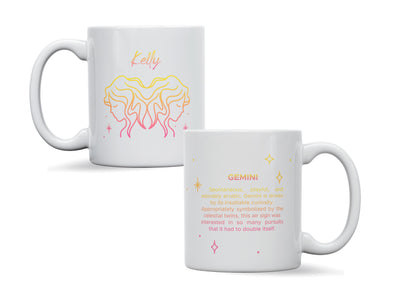Personalised Zodiac star sign Gemini mug, custom mug, birthday gift