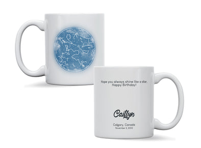 Personalised Star map birthday, Galaxy Night Sky Keepsake Gift mug