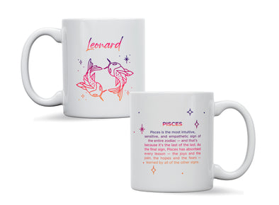 Personalised Zodiac star sign Pisces mug, custom mug, birthday gift