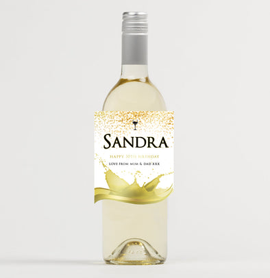 Personalised white wine bottle label - Forefrontdesigns