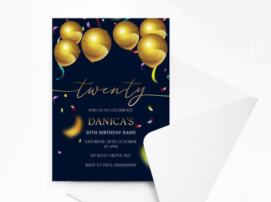 Personalised Birthday Party Invitations with Envelopes