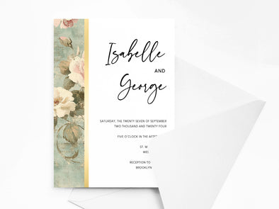 Personalised Floral Wedding Invitations with Envelopes