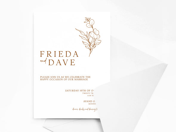 Personalised Minimalist Wedding Invitations with Envelopes