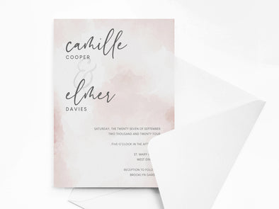 Personalised Watercolor Wedding Invitations with Envelopes