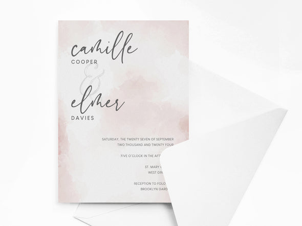 Personalised Watercolor Wedding Invitations with Envelopes