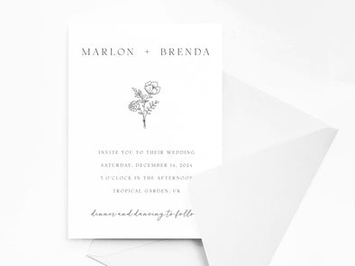 Personalised Minimalist Wedding Invitations with Envelopes