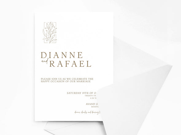 Personalised Minimalist Wedding Invitations with Envelopes