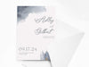Personalised Dusty Blue Watercolor Wedding Invitations with Envelopes