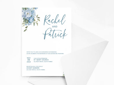 Personalised Floral Wedding Invitations with Envelopes