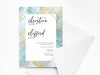 Personalised Blue and Gold Geometric Wedding Invitations with Envelopes