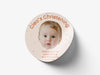 Personalised Round Baptism Photo Sticker Labels, Christening sticker, custom sticker