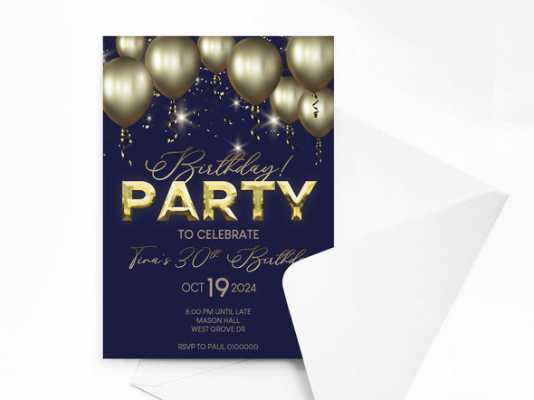 Personalised Birthday Party Invitations with Envelopes