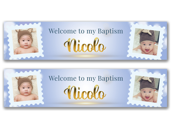 Personalised Baptism Dual Photo Banner
