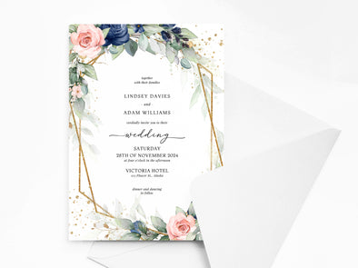 Personalised Floral Wedding Invitations with Envelopes
