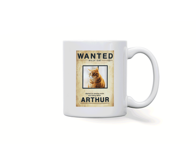 Personalised pet cat wanted mug