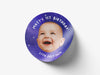 Personalised Round Birthday Photo Sticker Labels, party label, surprise party, custom birthday sticker