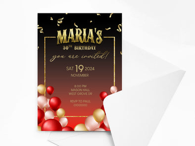 Personalised Birthday Party Invitations with Envelopes