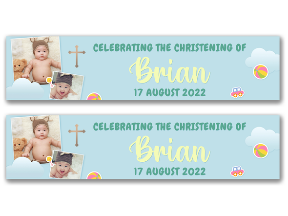 Personalised Christening Dual Photo Banner