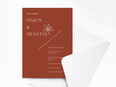 Personalised Minimalist Wedding Invitations with Envelopes