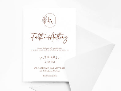 Personalised Minimalist Wedding Invitations with Envelopes