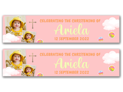 Personalised Christening Dual Photo Banner
