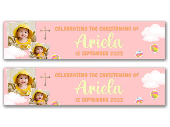 Personalised Christening Dual Photo Banner