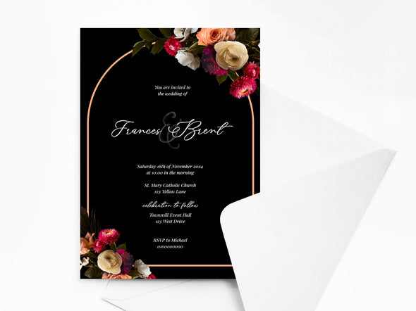 Personalised Floral Wedding Invitations with Envelopes