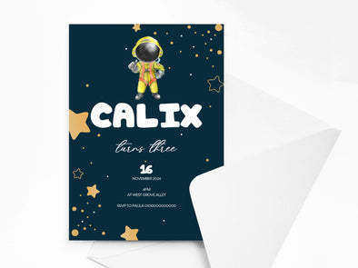 Personalised Space Kids Birthday Party Invitations with Envelopes