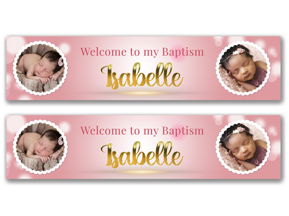 Personalised Baptism Dual Photo Banner
