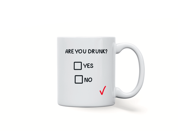 Personalised 'are you drunk' funny spoof mug