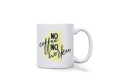 Personalised 'no coffee no workee' mug