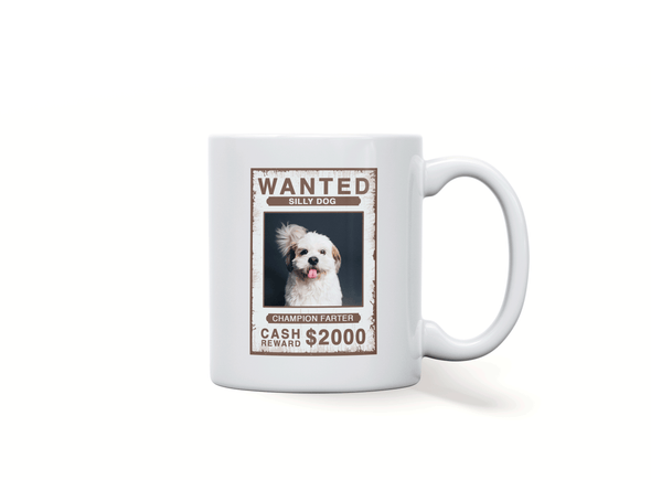 Personalised pet dog wanted mug