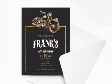 Personalised Retro Vintage Motor Birthday Party Invitations with Envelopes