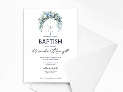 Personalised Baptism/Christening Invitations with Envelopes
