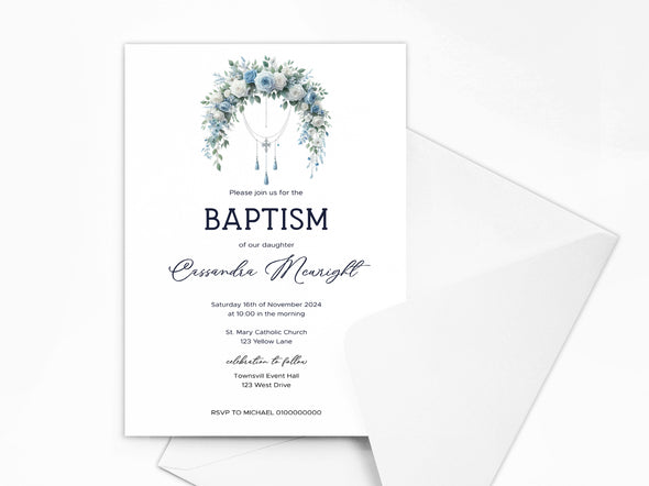 Personalised Baptism/Christening Invitations with Envelopes