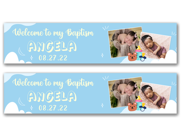 Personalised Baptism Dual Photo Banner
