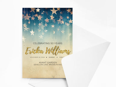 Personalised Stars Birthday Party Invitations with Envelopes