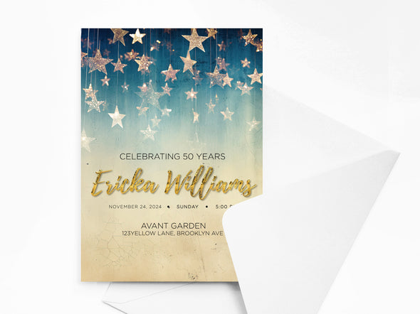 Personalised Stars Birthday Party Invitations with Envelopes