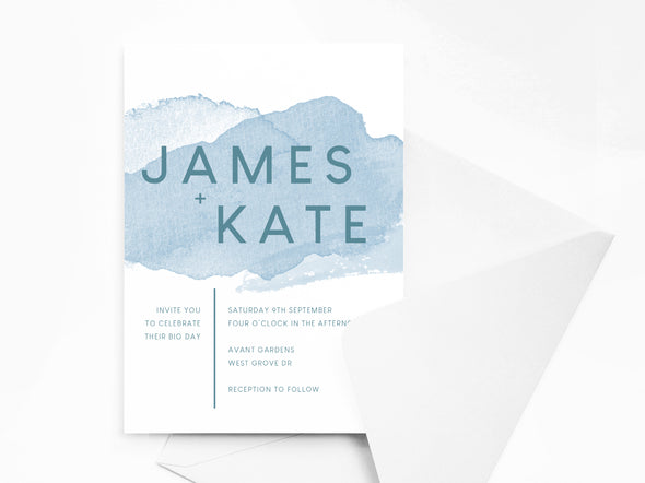 Personalised Watercolor Wedding Invitations with Envelopes