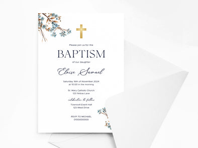Personalised Baptism/Christening Invitations with Envelopes