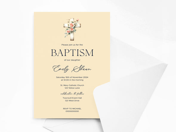 Personalised Baptism/Christening Invitations with Envelopes