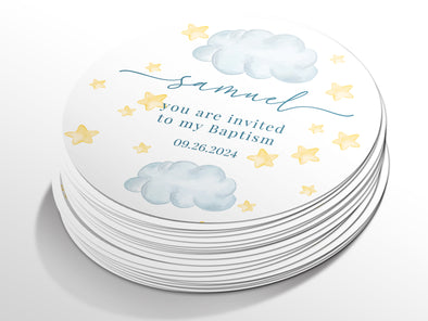 Personalised Round Baptism Sticker Labels, Christening sticker, custom sticker