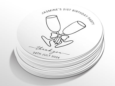 Personalised Round Birthday Sticker Labels, party label, surprise party, birthday label