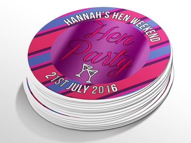 Personalised Round Hen Party Sticker Labels, party label, surprise party, custom sticker
